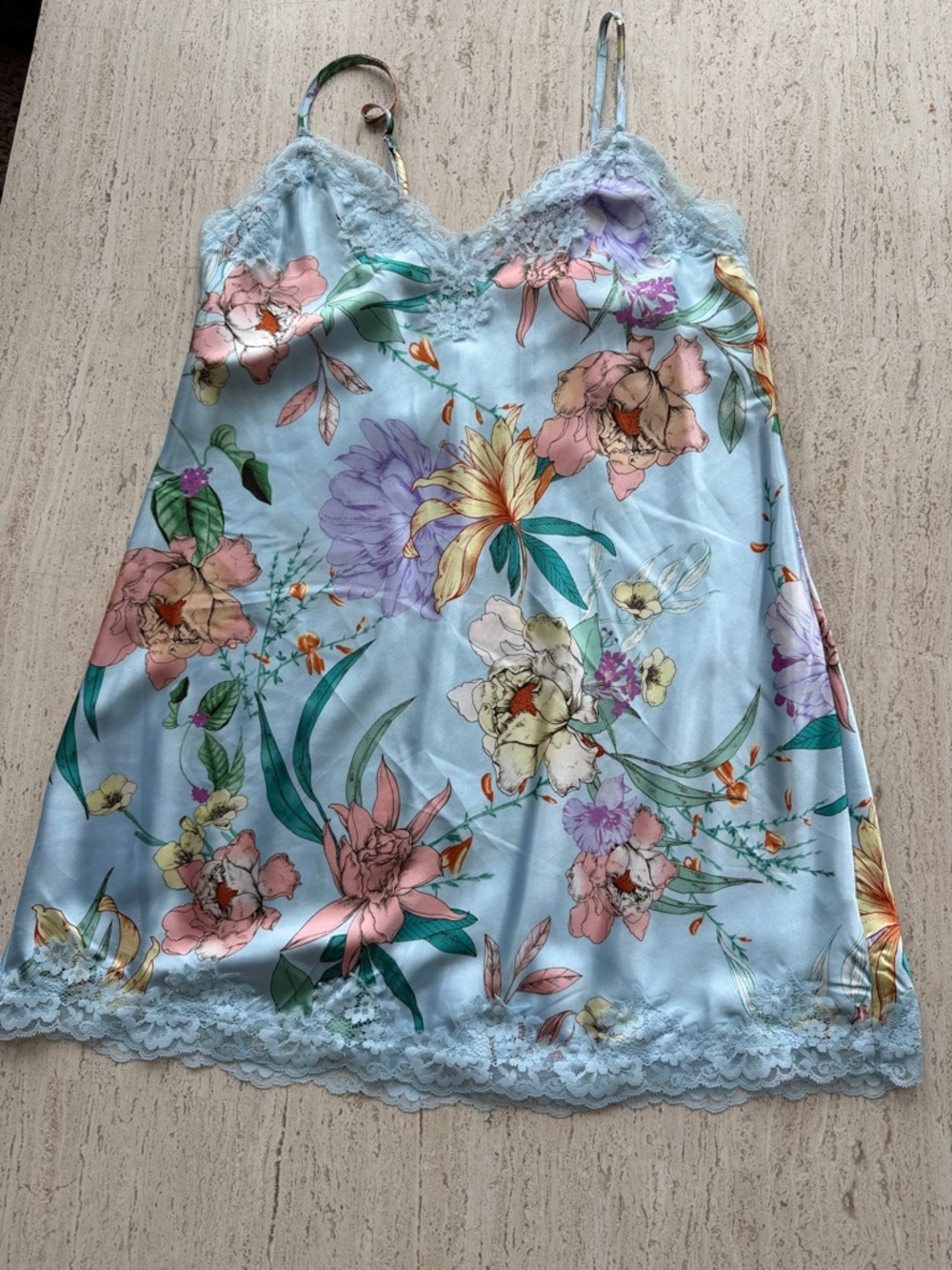 In bloom Lace-Trim Satin Chemise  NWOT